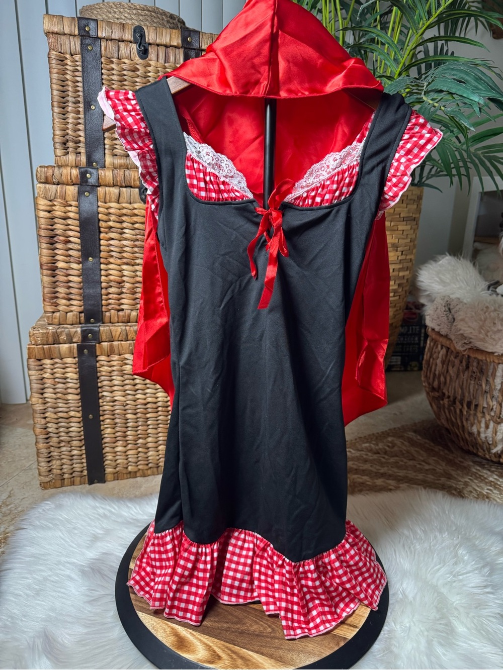 Red ridinghood costume . Includes dress and attached cape size medium